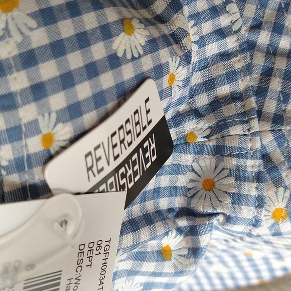 🌼 NWT 🌼 Blue Daisy Checkered Print Bucket Hat - Picture 12 of 12
